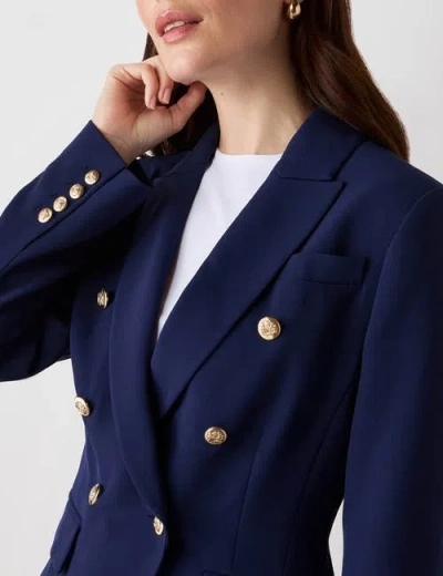 Finery London Lydia Long Sleeve Button Detail Blazer In Blue