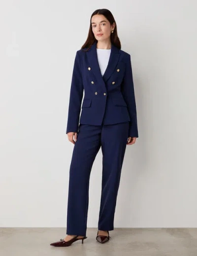 Finery London Lydia Long Sleeve Button Detail Blazer In Blue