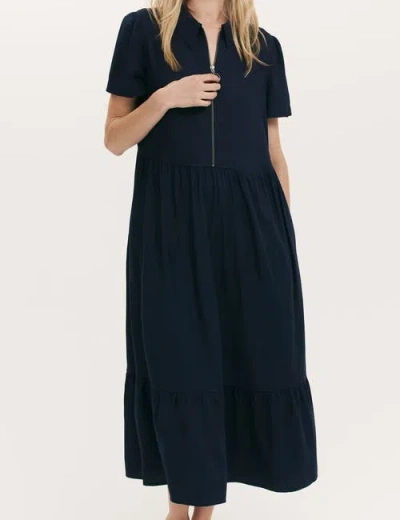 Finery London Orion Zip Front Midi Shirt Dress In Blue