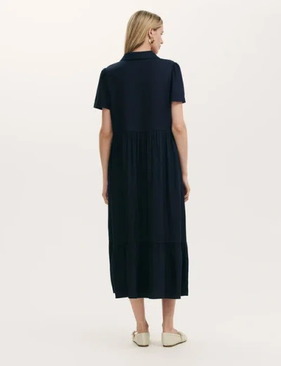 Finery London Orion Zip Front Midi Shirt Dress In Blue