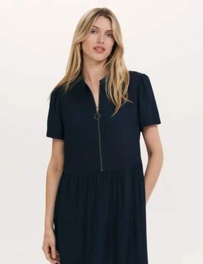 Finery London Orion Zip Front Midi Shirt Dress In Blue