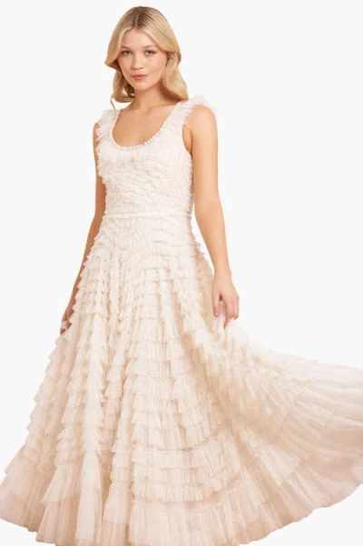 Needle & Thread Hattie Scoop Neck Ankle Gown In Neutral