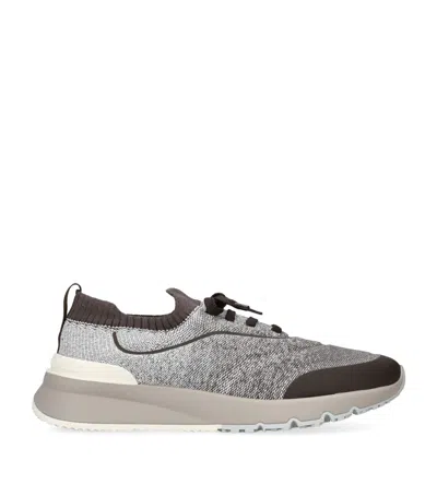 Brunello Cucinelli Stylish Sneakers With Contrast Sole And Round Toe In Brown