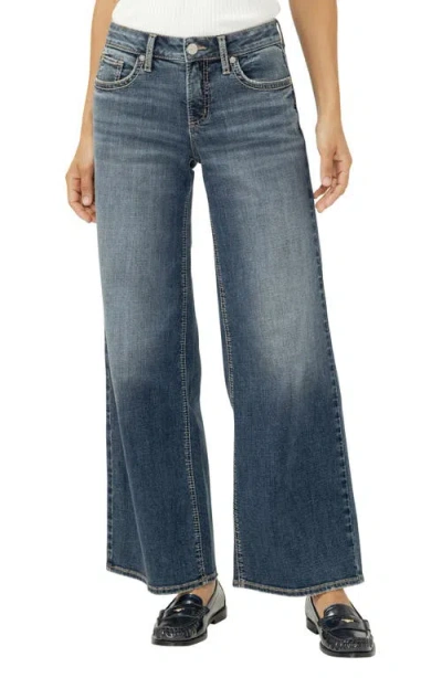 Silver Jeans Co. Suki Curvy Mid Rise Wide Leg Jeans In Blue