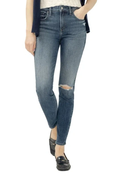 Silver Jeans Co. Avery Curvy Ripped Skinny Jeans In Blue