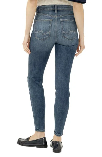 Silver Jeans Co. Avery Curvy Ripped Skinny Jeans In Blue