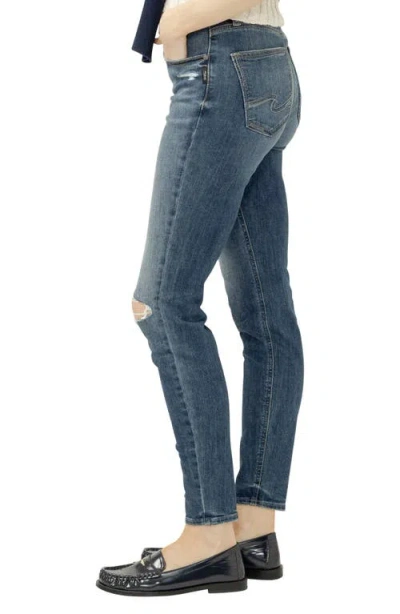 Silver Jeans Co. Avery Curvy Ripped Skinny Jeans In Blue