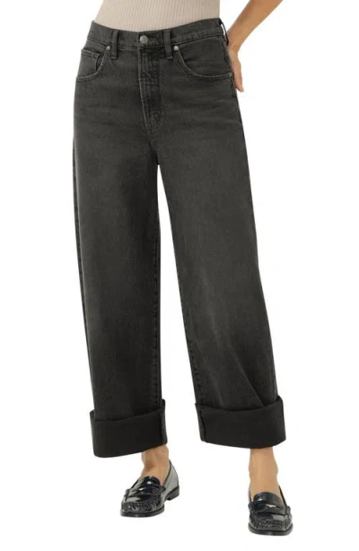 Silver Jeans Co. Be Easy High Waist Crop Wide Leg Jeans In Black