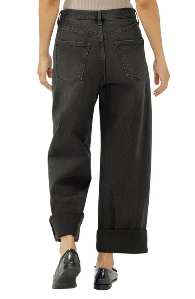 Silver Jeans Co. Be Easy High Waist Crop Wide Leg Jeans In Black