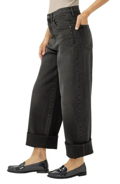 Silver Jeans Co. Be Easy High Waist Crop Wide Leg Jeans In Black