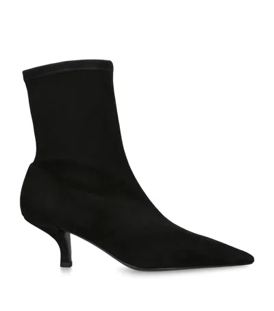 Totême Suede Heeled Sock Boot In Black