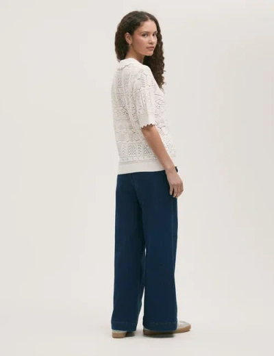 Finery London Marlowe Short Sleeve Crochet Cardigan In White