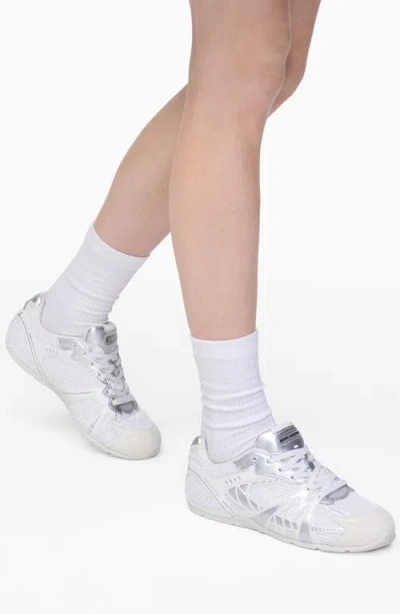Marc Jacobs Low Top Sneakers With Mesh Upper And Metallic Accents In White