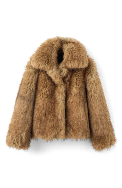 Mango Women's Lapels Fur-effect Jacket In Brown