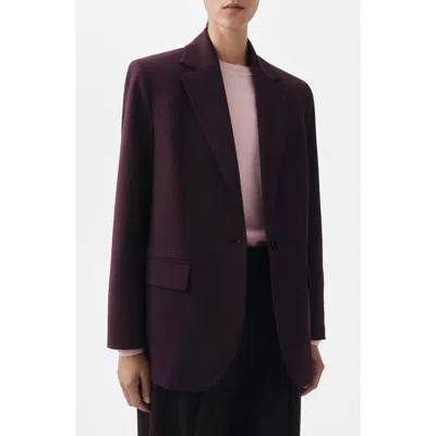 Mango Wool-blend Suit Blazer Maroon In Animal Print