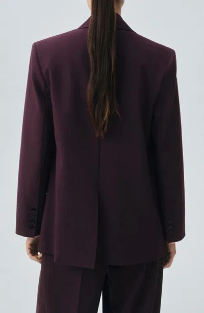 Mango Wool-blend Suit Blazer Maroon In Animal Print