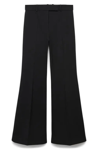 Mango Seamed Detail Flare Leggings In Black