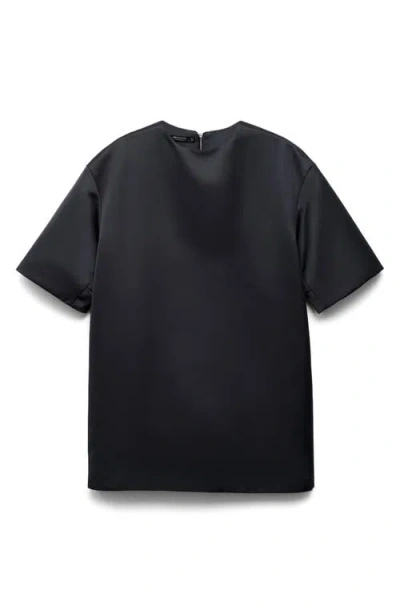 Mango Short Satin Dress Charcoal In Gray