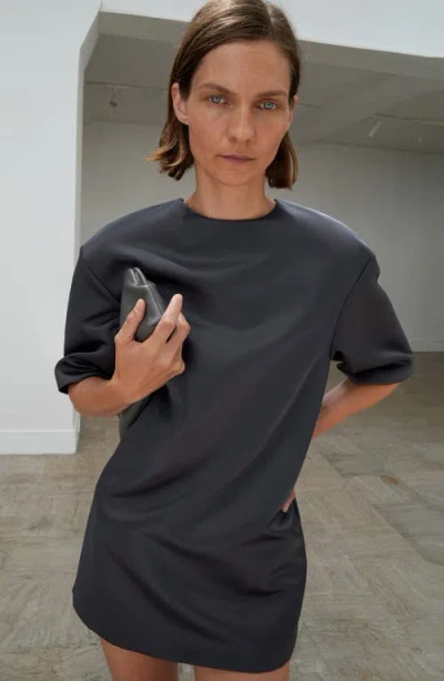 Mango Short Satin Dress Charcoal In Gray