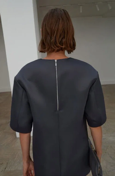 Mango Short Satin Dress Charcoal In Gray