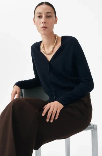 Mango V-neck Wool Cardigan In Black