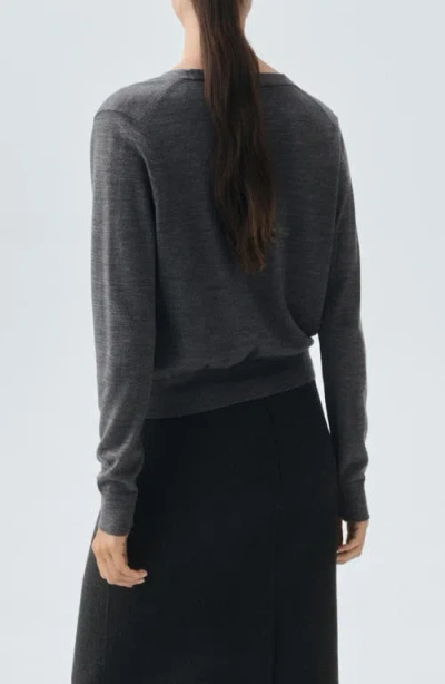 Mango V-neck Wool Cardigan In Gray