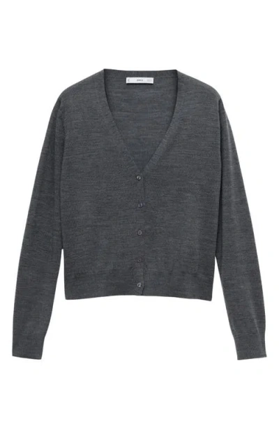 Mango V-neck Wool Cardigan In Gray