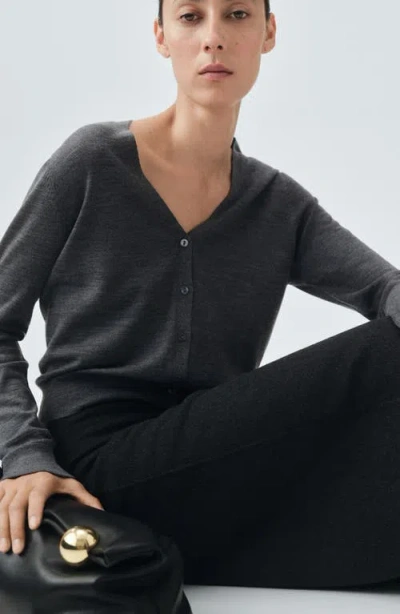 Mango V-neck Wool Cardigan In Gray