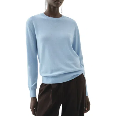 Mango 100% Wool Fine-knit Sweater Sky Blue In Blue