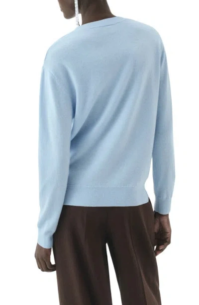 Mango 100% Wool Fine-knit Sweater Sky Blue In Blue