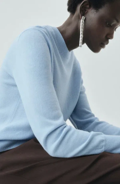 Mango 100% Wool Fine-knit Sweater Sky Blue In Blue