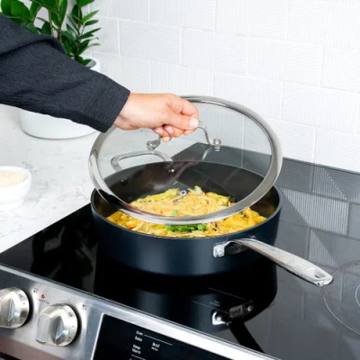Alva Maestro Nonstick Sauté Pan With Lid In Black