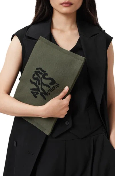 Allsaints Izzy Orlando Zip Clutch In Green