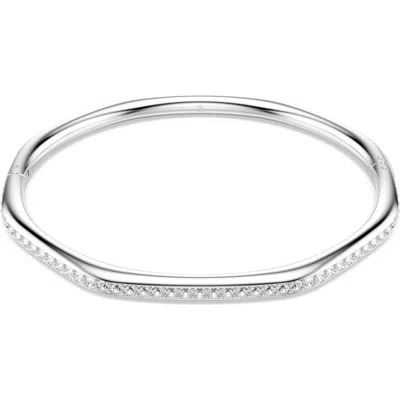 Swarovski Dextera Pave Crystal Geometric Bangle Bracelet In Silver