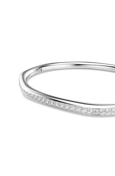 Swarovski Dextera Pave Crystal Geometric Bangle Bracelet In Silver