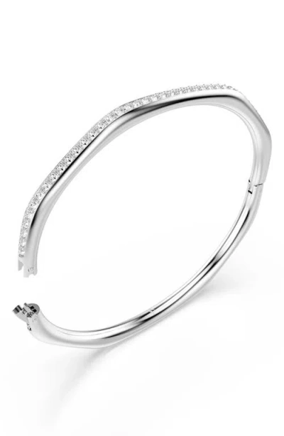Swarovski Dextera Pave Crystal Geometric Bangle Bracelet In Silver