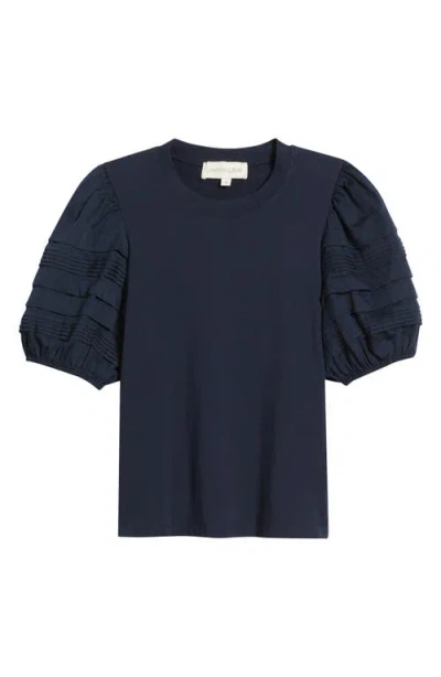 Love The Label Dylan Puff Sleeve Cotton T-shirt In Blue