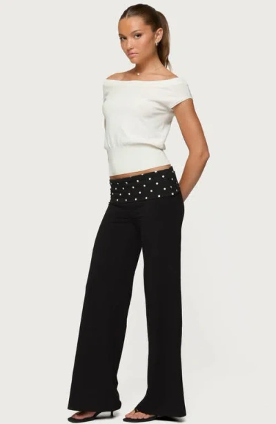 Edikted Reeva Polka Dot Fold Over Pants In Multi