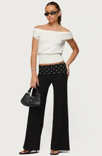 Edikted Reeva Polka Dot Fold Over Pants In Multi