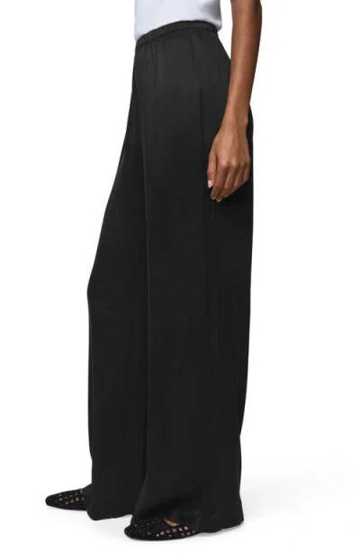 Splendid Serena Satin Pull-on Pants In Black