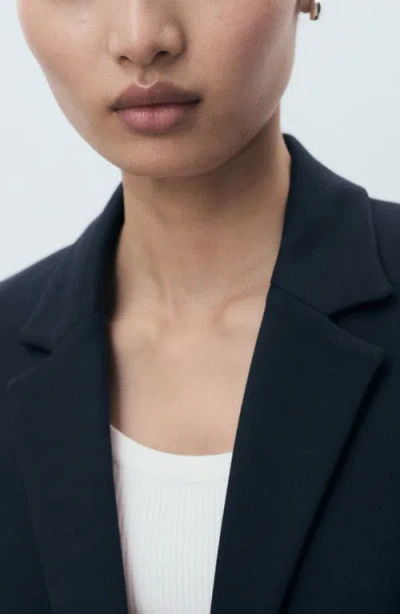 Mango Fitted Suit Jacket Dark Navy In Blue