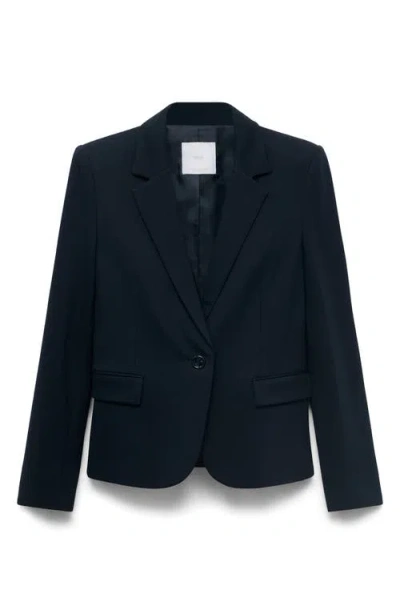 Mango Fitted Suit Jacket Dark Navy In Blue