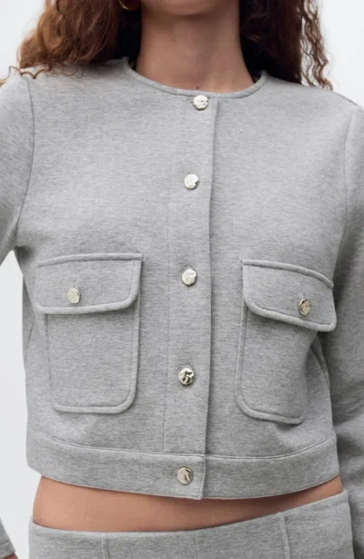 Mango Women's Pockets Cotton Cropped Jacket In Gray