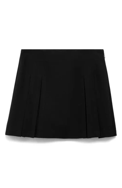 Mango Pleated Mini Skirt In Black