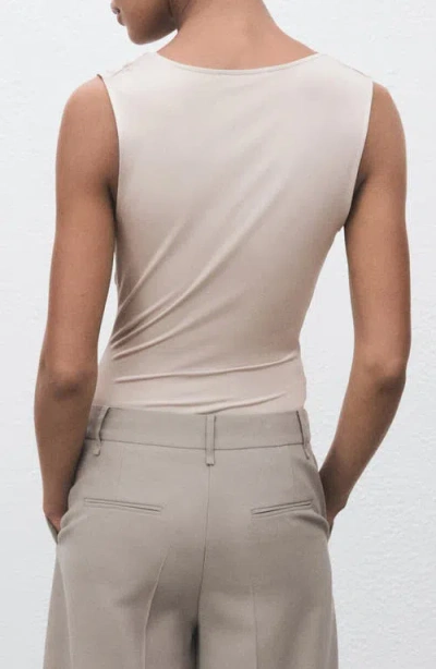Mango Bodysuit With Draped Neckline Light/pastel Grey In Neutral
