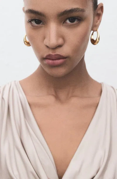 Mango Bodysuit With Draped Neckline Light/pastel Grey In Neutral