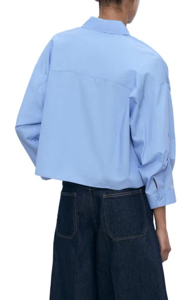 Mango Pocket Oversize Shirt Blue In Blue