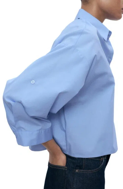 Mango Pocket Oversize Shirt Blue In Blue