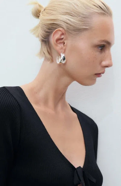 Mango Tie Front Cardigan In Black