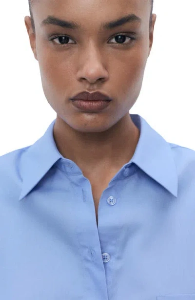 Mango Pocket Oversize Shirt Blue In Blue